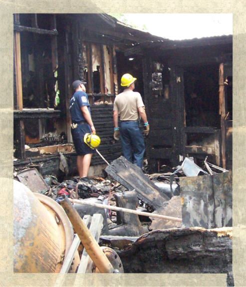 Fire Inspectors Investigating a Fire