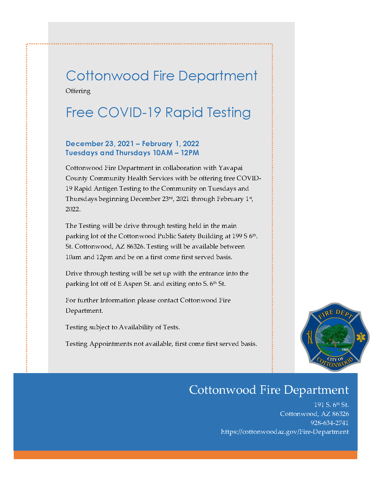 CFD COVID Testing Flyer