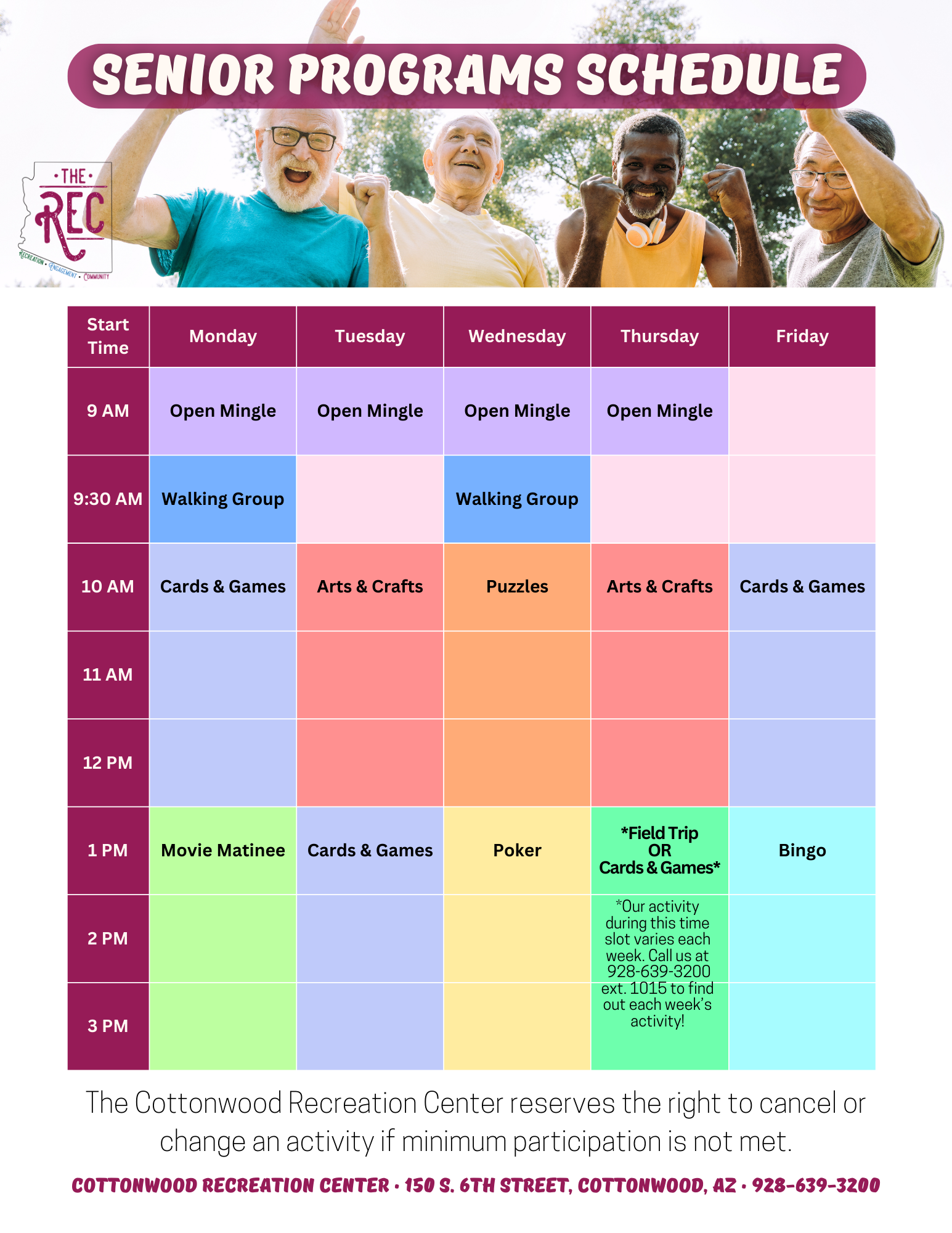 Senior Programs Schedule-front