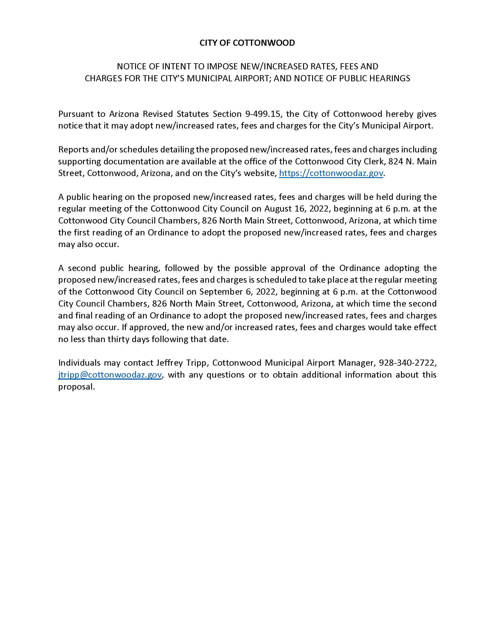 FY23 NOI Airport Rates Charges and Fees_06-17-2022