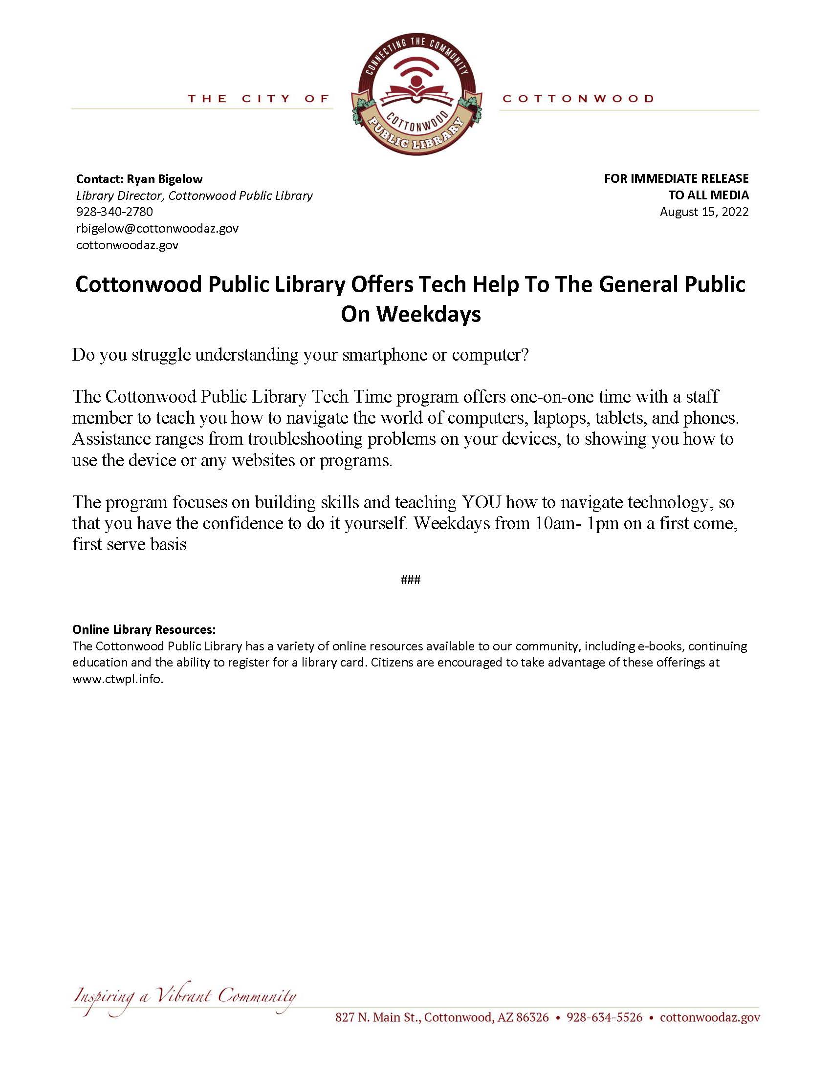 Library PSA - Tech Time 8-11-22