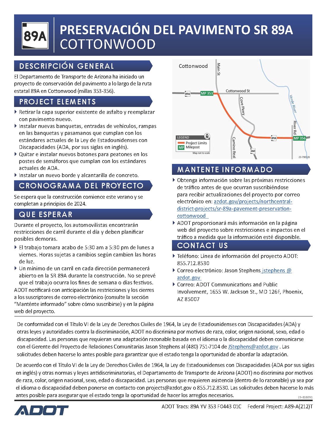 Flyer SR 89A Pavement Preservation Cottonwood -Spanish