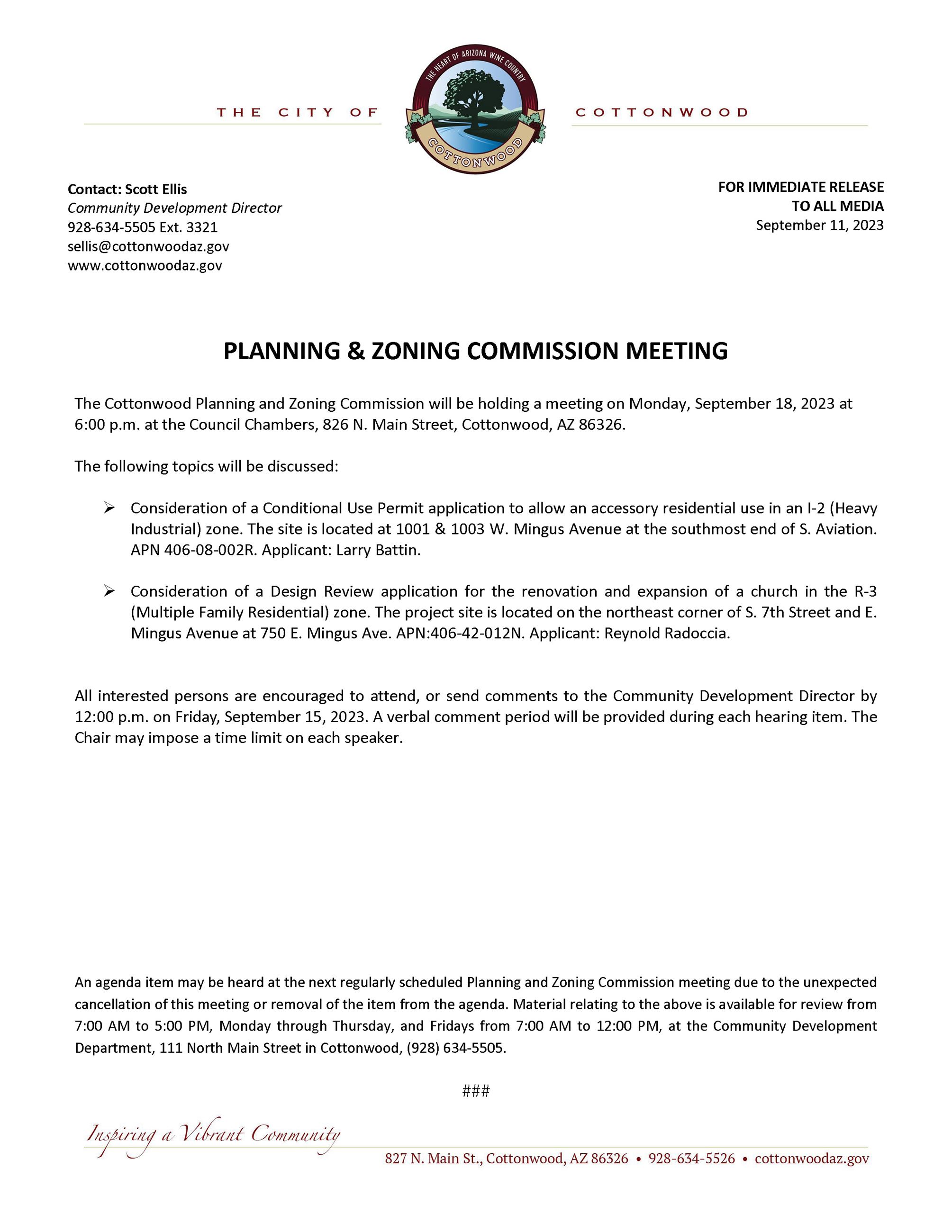 Press Release-PZ Meeting