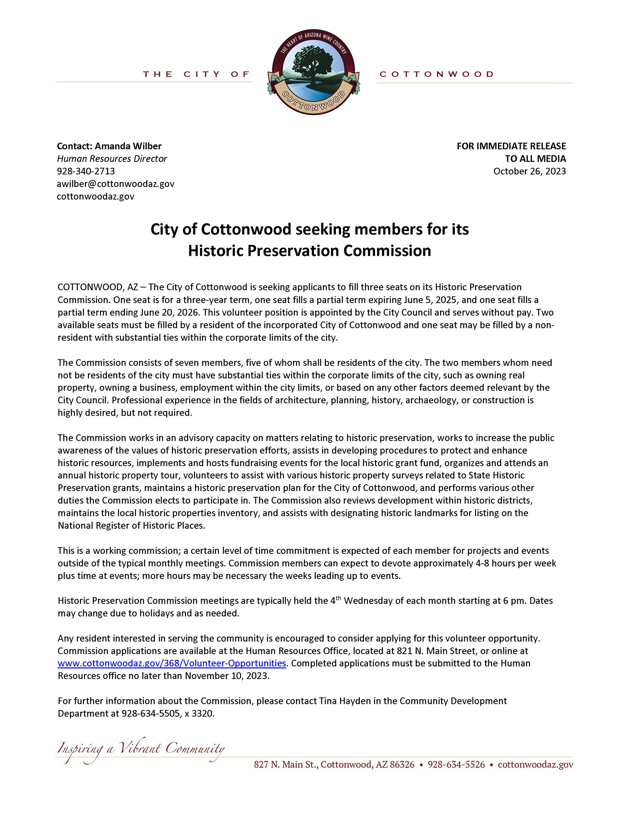 PSA- Historic Preservation Commission 11-10-23