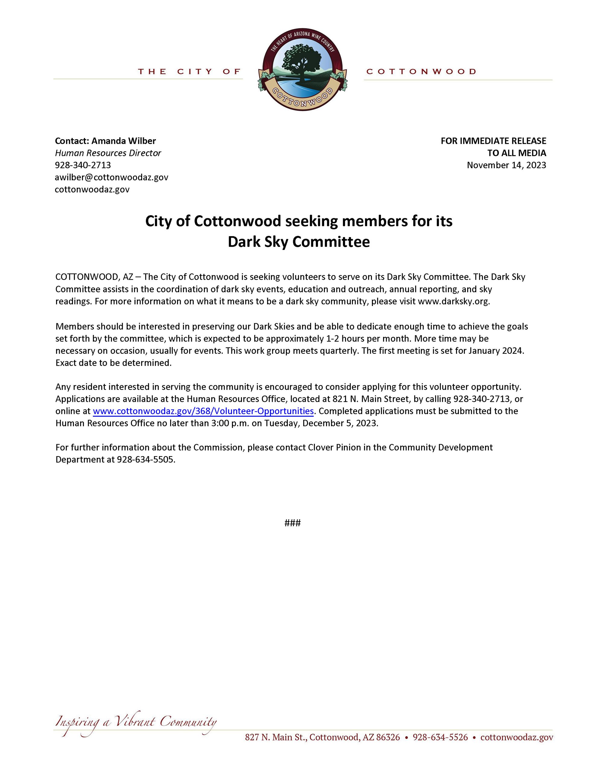PSA - Dark Sky Committee 11-14-23