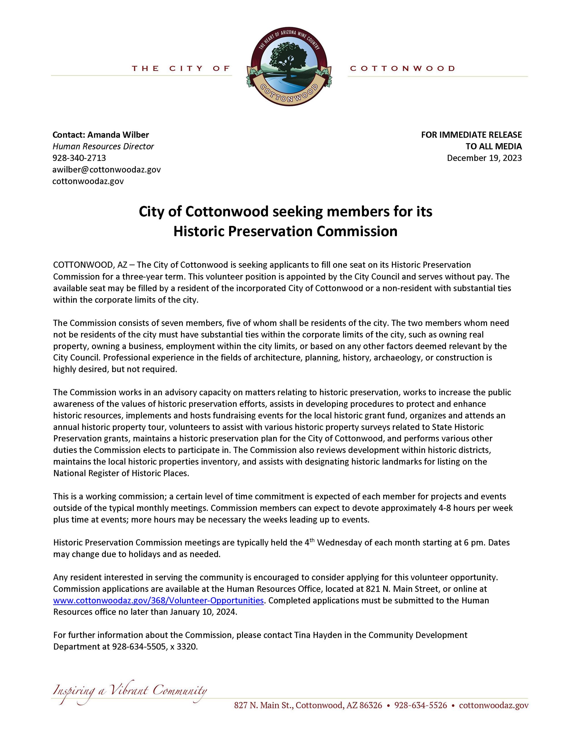 PSA- Historic Preservation Commission 1-10-24