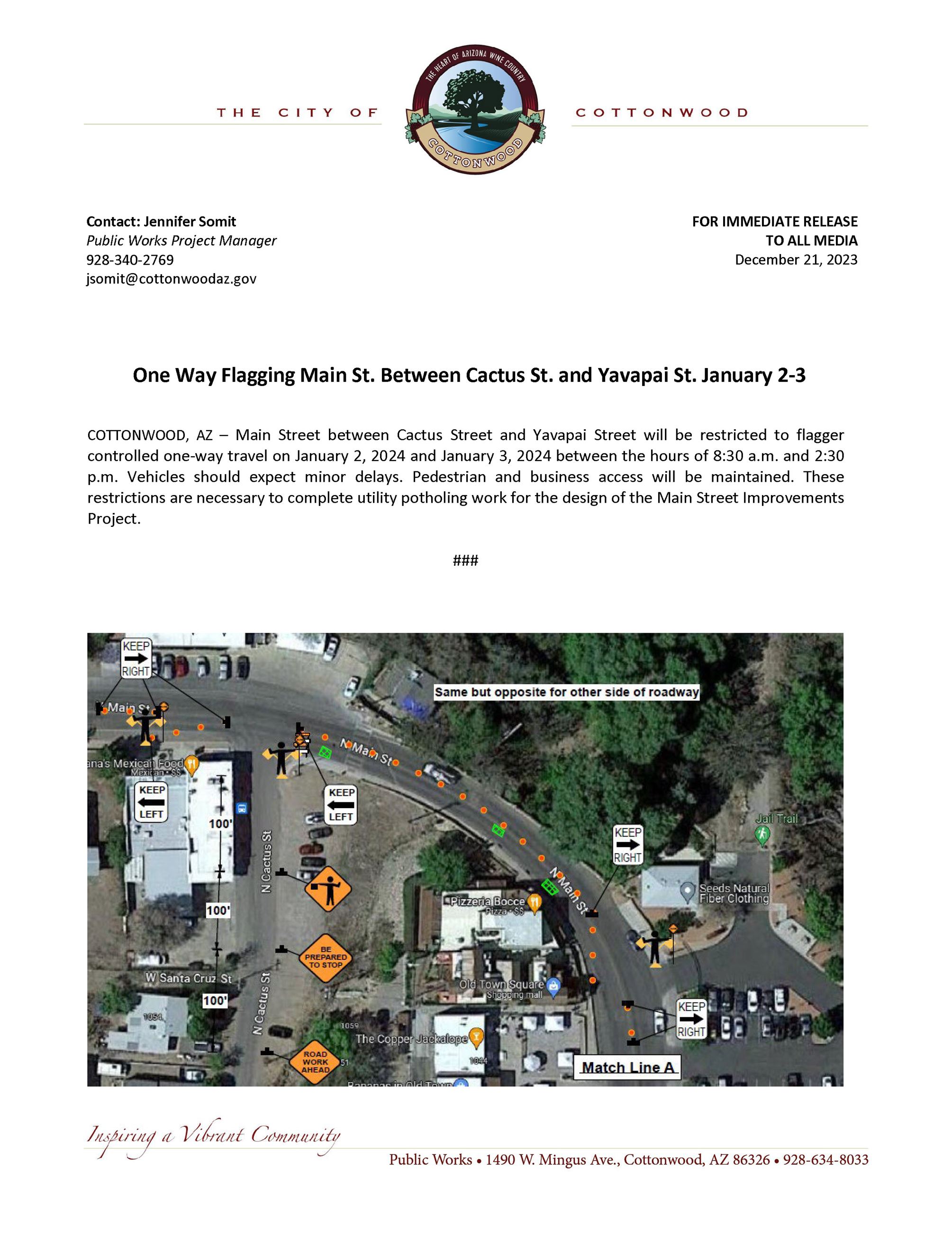 PRESS RELEASE - Temporary Travel Restrictions on Main Street in Old Town