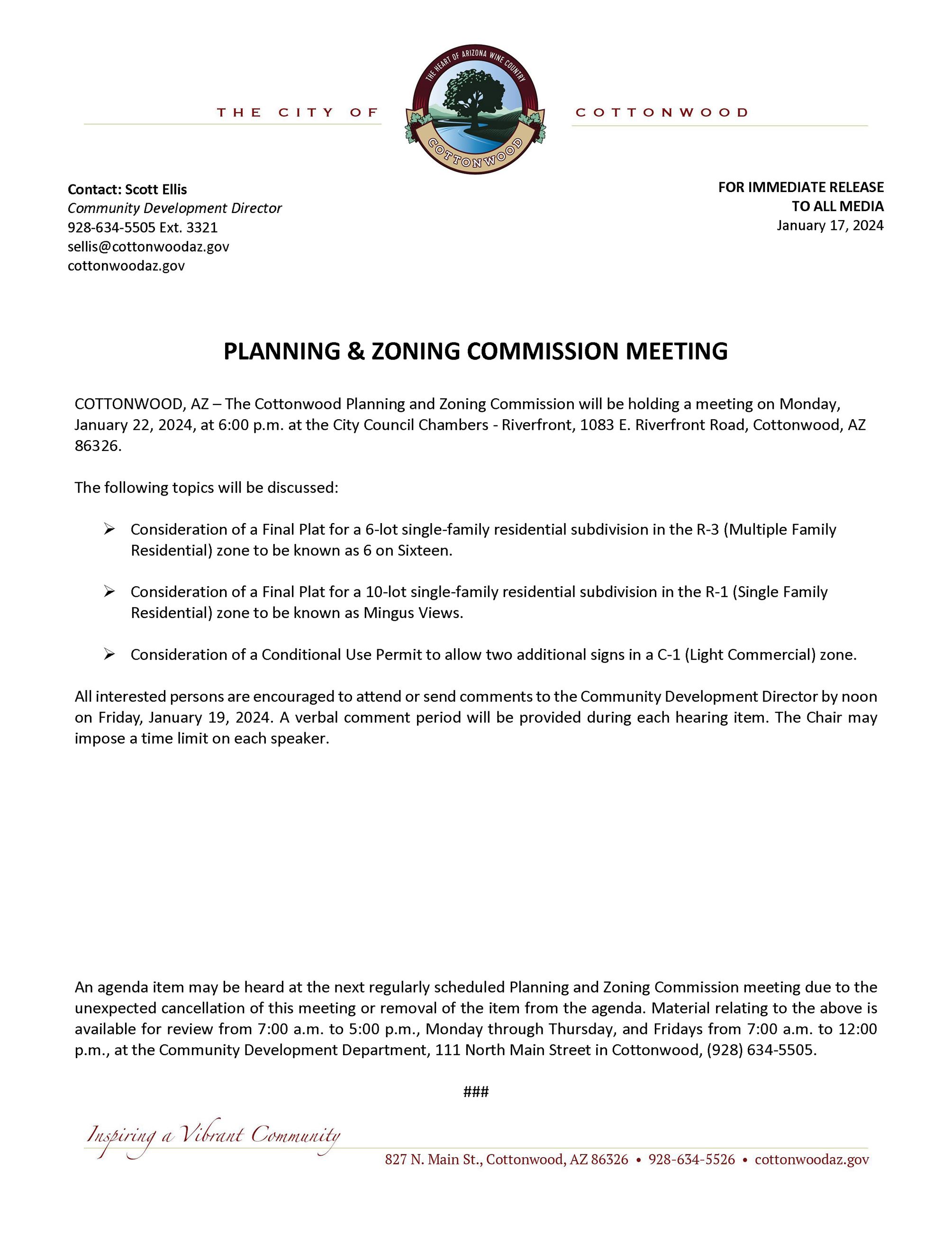 2024-01-22_Press Release_PZ Meeting