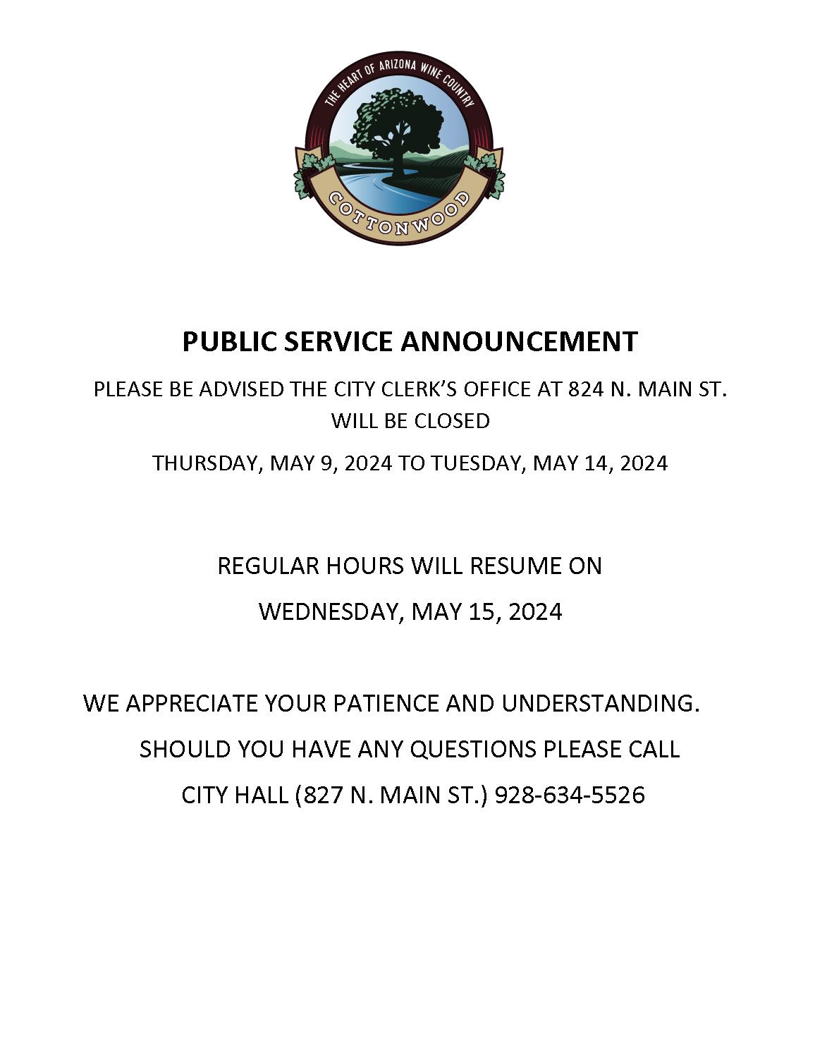 PUBLIC SERVICE ANNOUNCEMENT