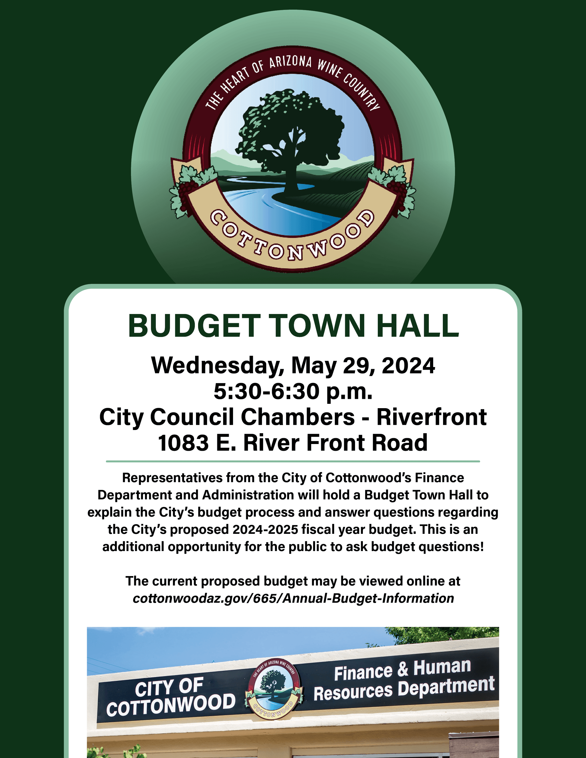 2024 Budget Town Hall flyer