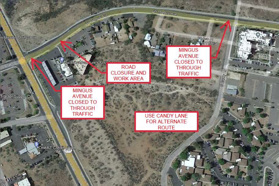 Mingus Ave Closure Map