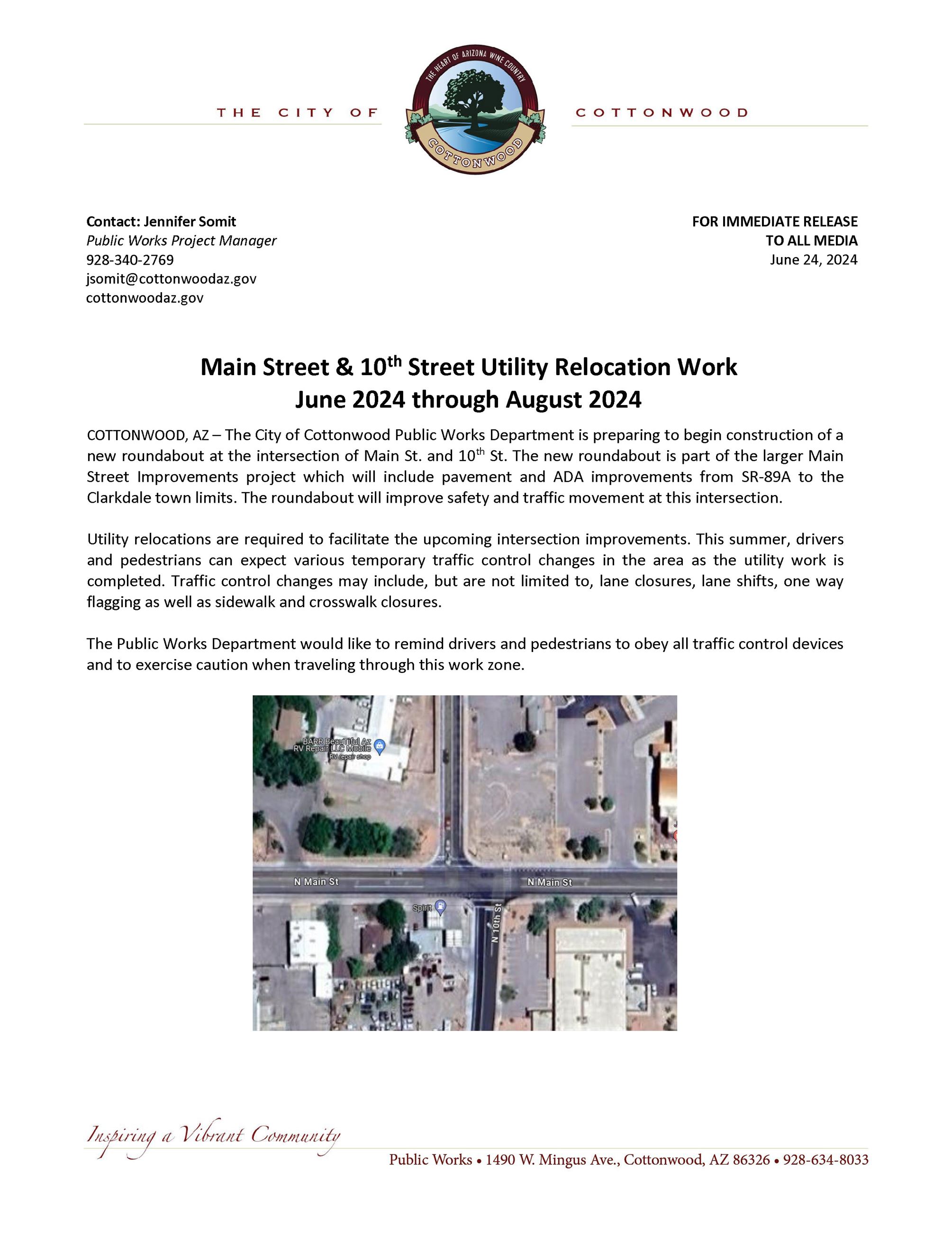 PRESS RELEASE - Utility Relocation Work June through August 2024