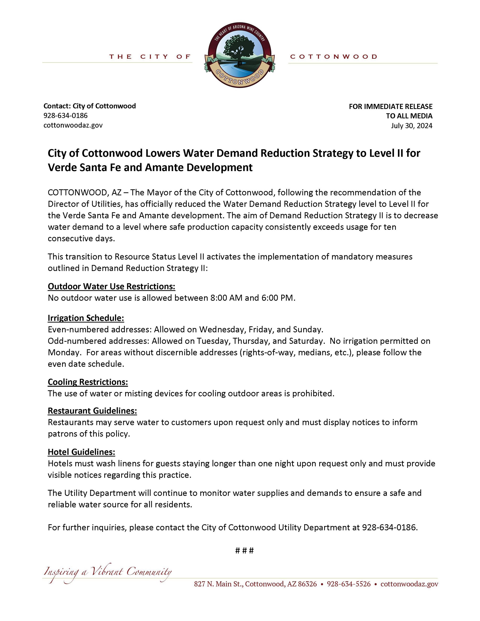 PRESS RELEASE - Well failure update at Verde Santa Fe 073024