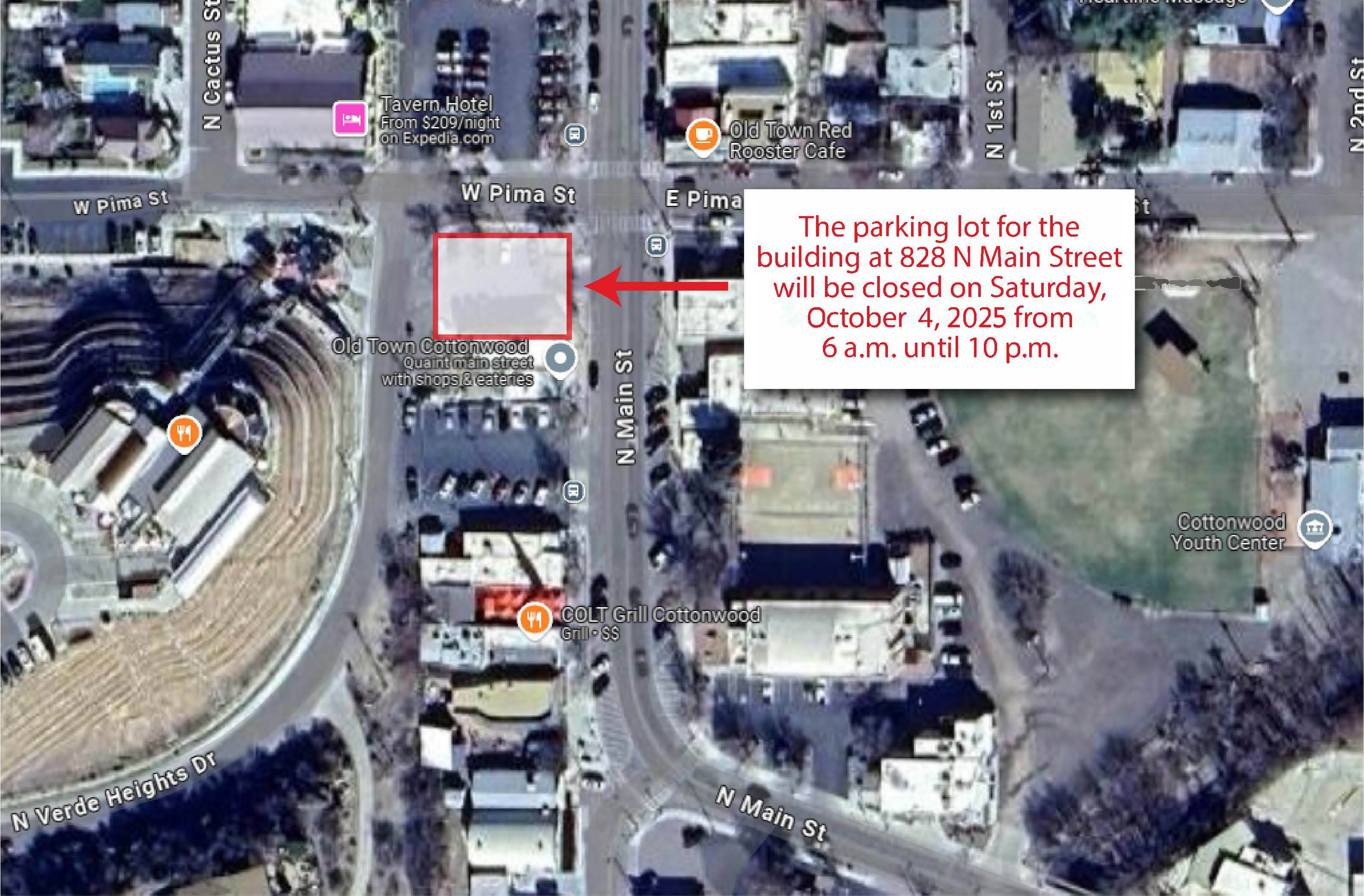 828 N Main St lot closure 2025